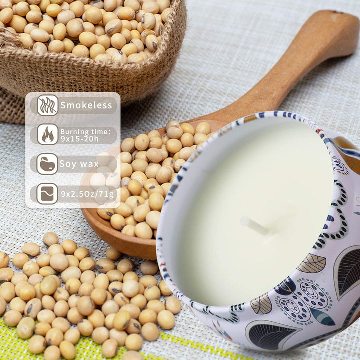 Candles-Scented Candles Gifts for Women,9 Pack Soy Wax Candle Set for Female Friend-Long Burning Aromatherapy Tin Candles for Birthday,Mother,Eid,Anniversary