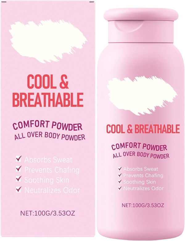 Comforting Body Powder for Women, Anti-Chafing, Cooling and Breathable, Suitable for Intimate Areas, Anti-Stain, Fast-Absorbing, Talc-Free