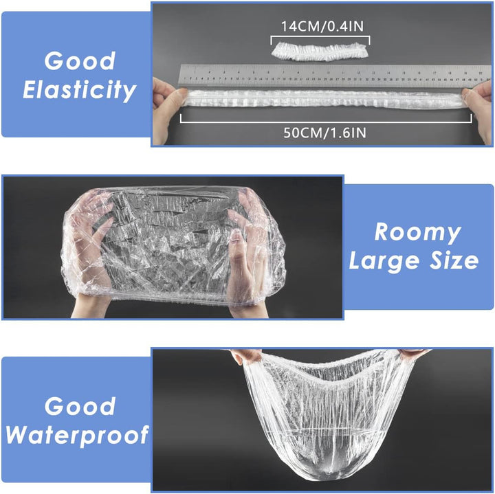 Shower Cap Disposable, 50 PCS Bath Caps Large Thick Clear Waterproof Plastic Elastic Hair Bath Caps for Women Kids Girls, Travel Spa, Hotel and Hair Solon, Home Use