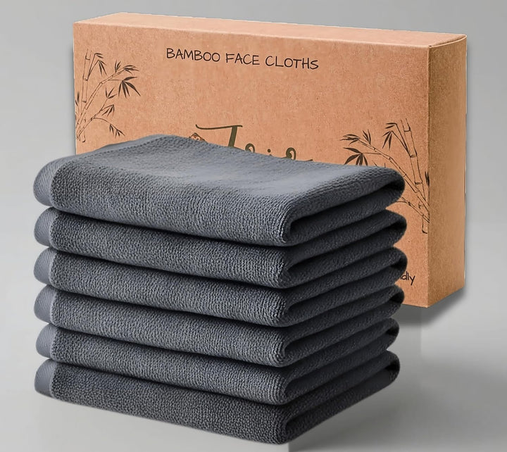 Jojo Jr. Flannel Face Cloth(Pack of 6) Reusable Face Towels(25 * 25 Cm) Face Flannels,Face Cloths for Washing Face Baby Wash Cloth Body & Face Towel, White Flannels Face Cloth (Grey, Regular)