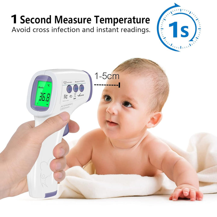Forehead Thermometer for Adults and Children, Non Contact Digital Infrared Thermometer for Kids, No Touch Temperature Gun Baby Body Thermometers with Instant Accurate Reading and Fever Alarm