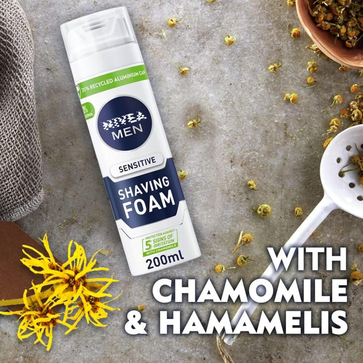 2 X 200Ml Shaving Foam Mousse for Men Sensitive Skin Face Body Soft Clean with Soft Aftershave  Towel