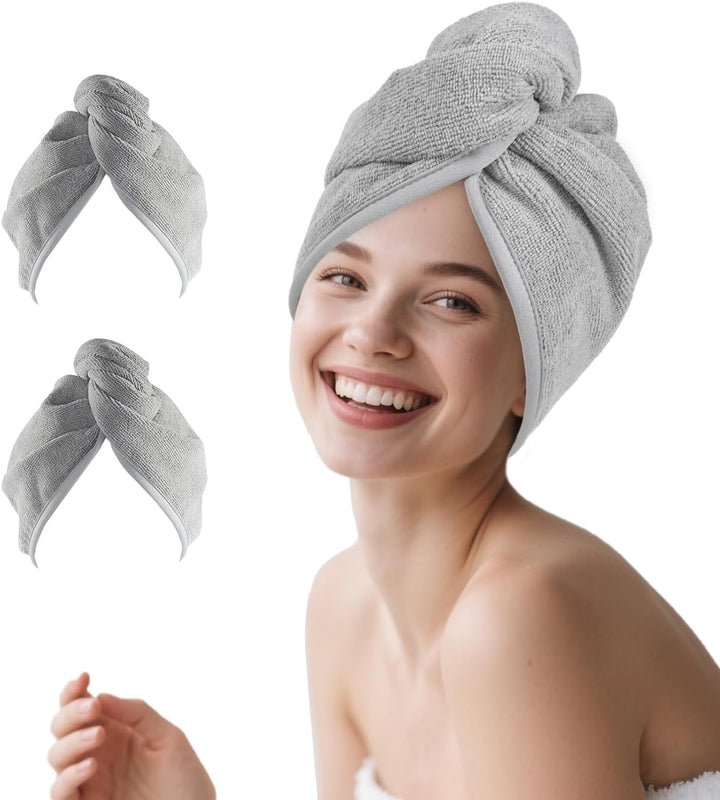 Microfibre Hair Towel Drying Wrap: 2Pack Head Dry Towel Twist Drying Turban anti Frizz Long Quick Rapid Absorbent Women Wet Plopping Curly Hair Turban Twisty for Girls