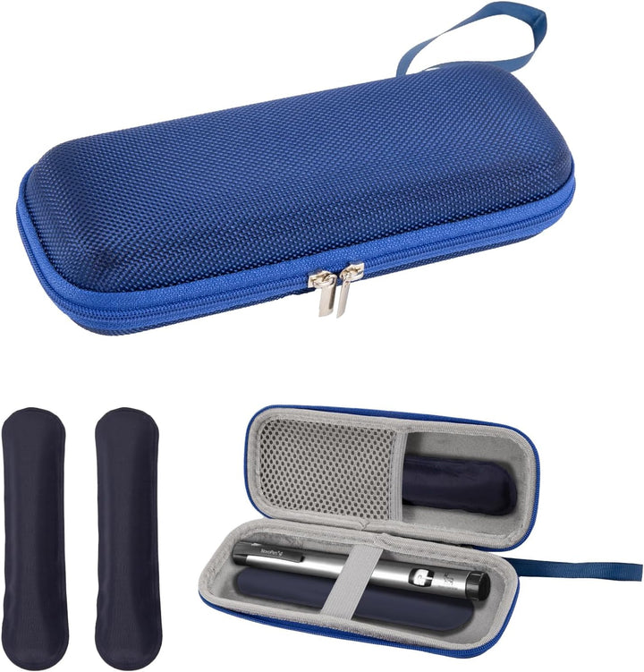 Insulin Cooler Travel Case,Monjaro Insulin Pen Case,Medicine Cool Bag with 2 Ice Packs,Portable Diabetic Medication Needles Medical Supplies Cooling Small Storage Travel Pouch