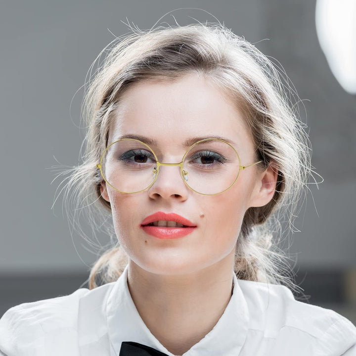 round Glasses, Retro Eyeglasses Vintage Metal Frame Clear Lens Glasses for Men Women Unisex Cosplay Accessories Y7FGYXYJ