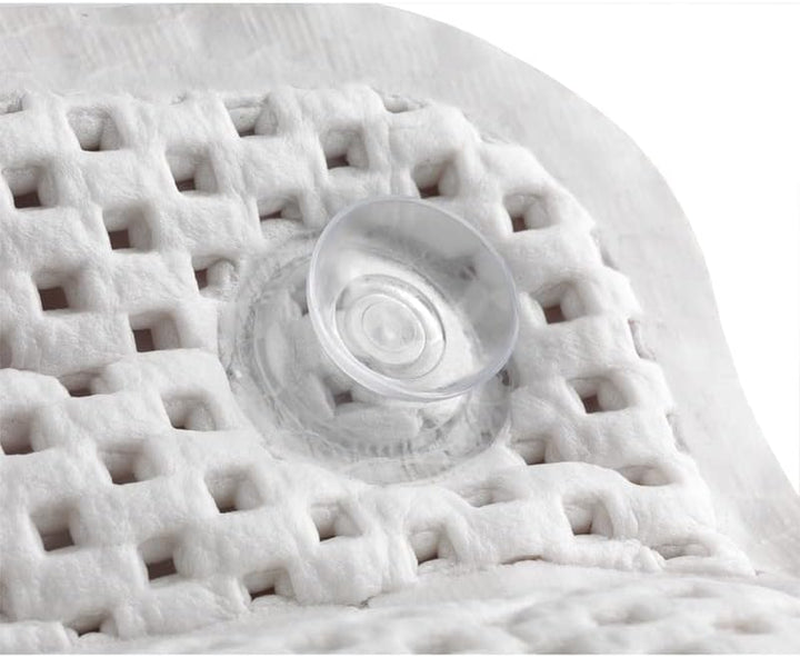 Bathtub Pillow, Luxury Relaxing White Soft Non Slip Cushioned Bath Pillow Waterproof Home Spa Headrest Cushion with 8 Slip Resistant Suction Cups (White)