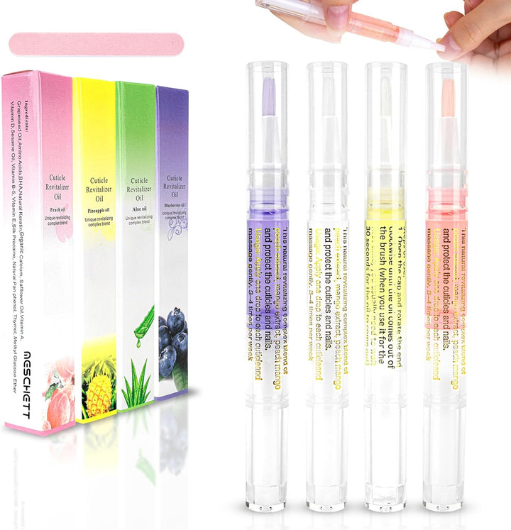 Cuticle Oil Pen,3Pcs Nutrition Oil Pen with Nail File,Cuticle Oil for Nails with Natural Ingredients,Nail Oil Cuticle for Repairing Cracked and Dry Nail(Pineapple & Peach & Jasmine Flavor)