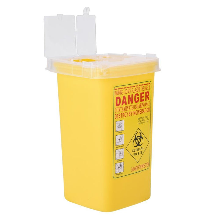 Sharps Bin -  Biohazard Needle Container Disposable Tattoo Medical Plastic Box 1 Litre (Color : Yellow)
