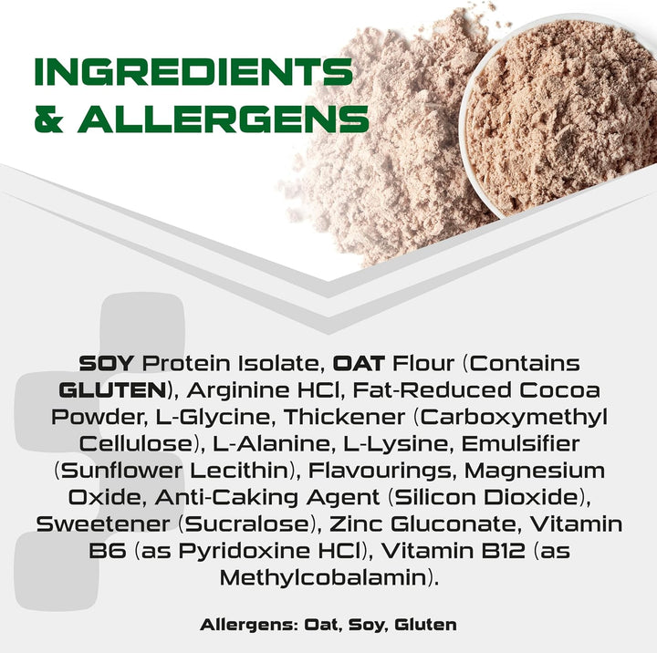 Pro-V Gain - 100% Vegan Chocolate Flavour Soy Protein Powder Isolate + B12 + Magnesium - Muscle Growth & Maintenance - Sugar Free, Non-Gmo - 2.2KG (49 Servings) 33G of Protein per Serving