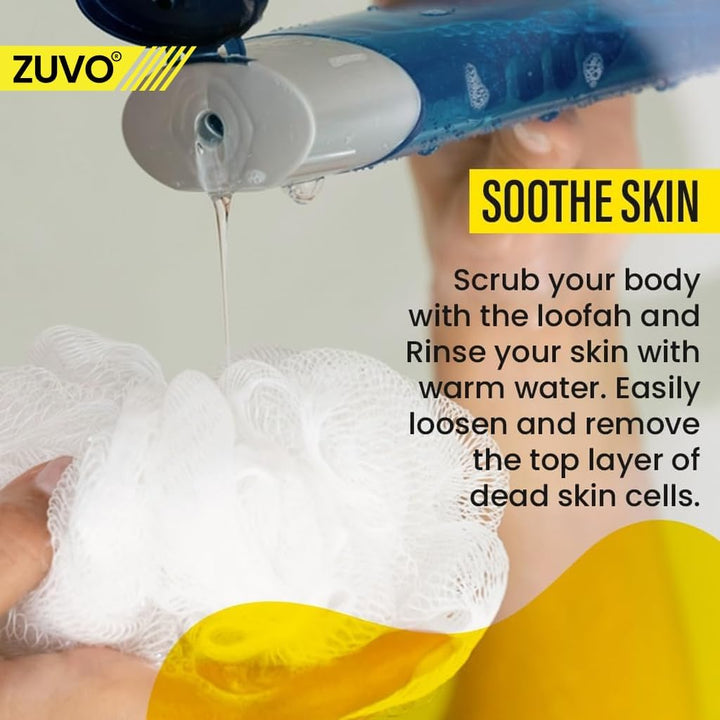 Loofah Bath Sponge (Pack of 4) – Soft & Durable Shower Puffs for Deep Exfoliation – Unisex Body Scrubber, Eco-Friendly and Skin-Safe, Assorted Colours