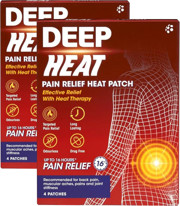 Pain Relief Heat Patches | Pain Relief with Heat Therapy | 4 Patches (Pack of 2)
