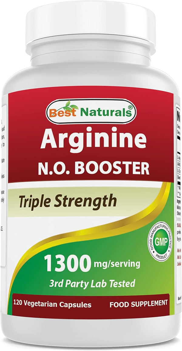 L-Arginine NO Booster Triple Strength 1300 Mg Serving 120 Veg Capsules
