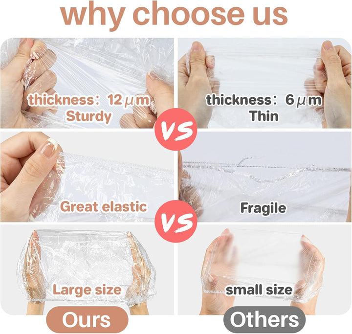 100 Disposable Shower Caps Unisex - Large Plastic Hair Caps for Deep Conditioning Shower Cap Reusable Waterproof for Women Men Hair Treatment Bath Cap for Long Hair Travel Essentials