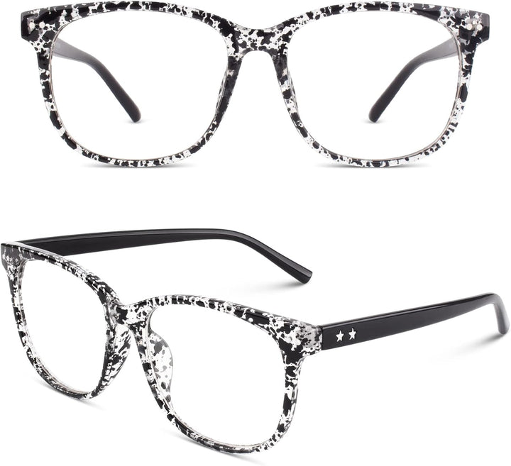 CN81 Fake Glasses Women Men Large Oversized Clear Lens Horn Rimmed Glasses 100% UV400 Protection