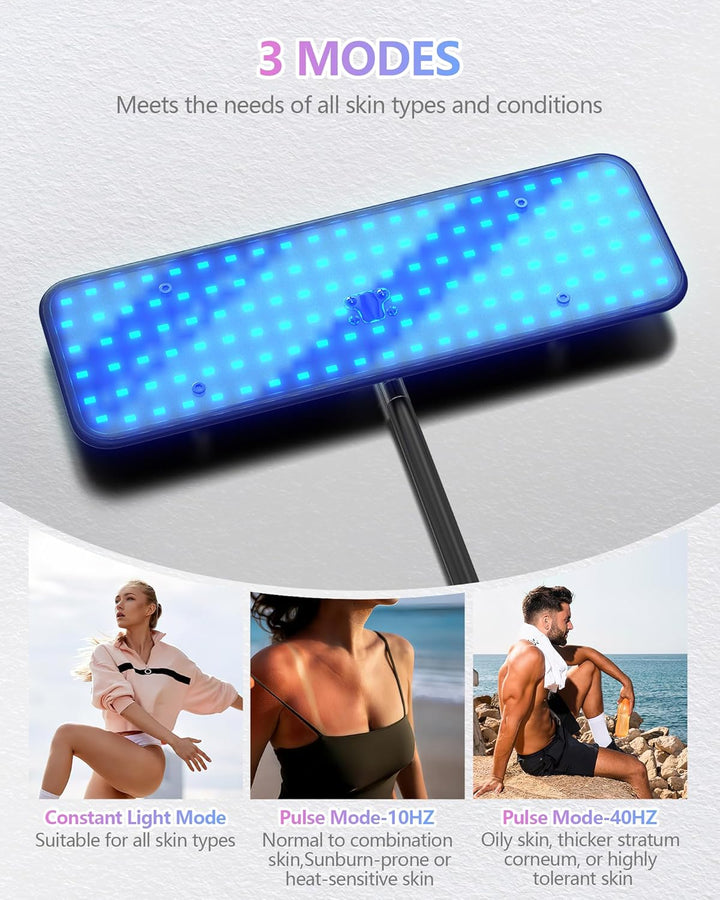 Tanning Lamps with Retractable Base,Lightweight Portable Solarium for Home, 50W Skin Sun Lamp, Tanning Lamp for Face and Body with 126 LED,460NM+490NM Blue Light Therapy Wavelength for Home Use