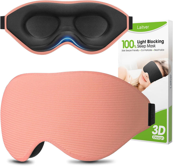 100% Blackout Sleep Mask for Women Men- Perfect Eye Sleeping Mask for Side Sleeper, Zero Eye Pressure, 3D Cutout Eyeball Movement Friendly, Ultra Soft & Comfortable Blindfold for Travel/Nap
