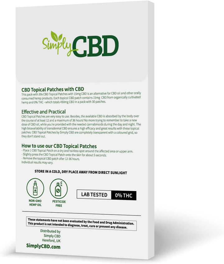 Patches - 30 CBD Topical Patches - 15Mg per Patch White