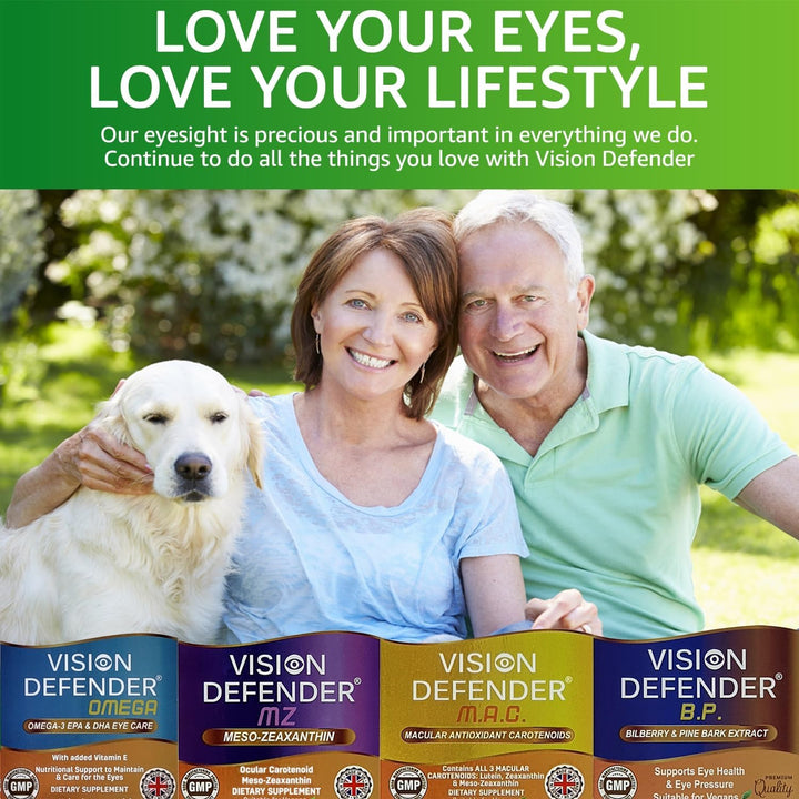 AREDS2 VISION DEFENDER AMD Supplement: Lutein, Zeaxanthin, Zinc, Vitamin E – AREDS 2 Eye Vitamins, Minerals, Nutrients for Eyes. 3 Months Supply (90 Tablets) One-A-Day Vegan Eye Supplement. Made in UK
