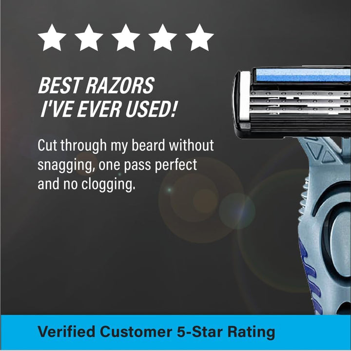 Flex 3, Triple Blade Razor Blades for Men, with Moving Blade Heads for a Close and Soft Shave, Pack of 4