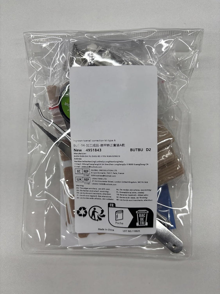 Ingrown Toenail Removal Kit, Ingrown Toenail-Corrector Tools with Podiatry-Toenail Braces, Silicone Toe Strap, Toenail Straightener Strips and Patch for Toe Pain Relief