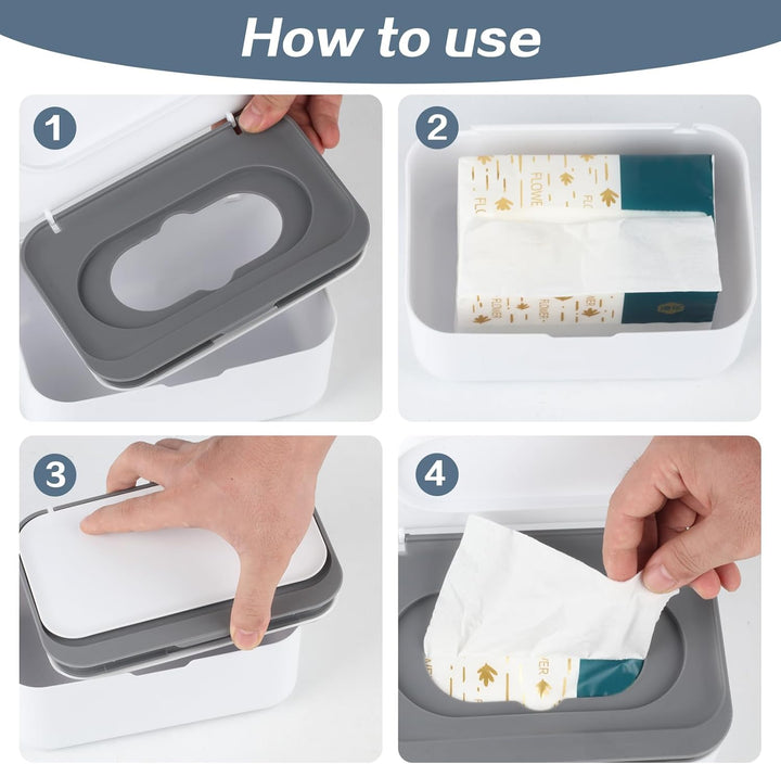 Pack of 2 Wet Wipes Dispenser Box, Plastic Wet Wipes Dispenser for Baby & Toilet Use, Moist Toilet Paper Storage Box, Napkin Holder for Home, Travel, Nursery