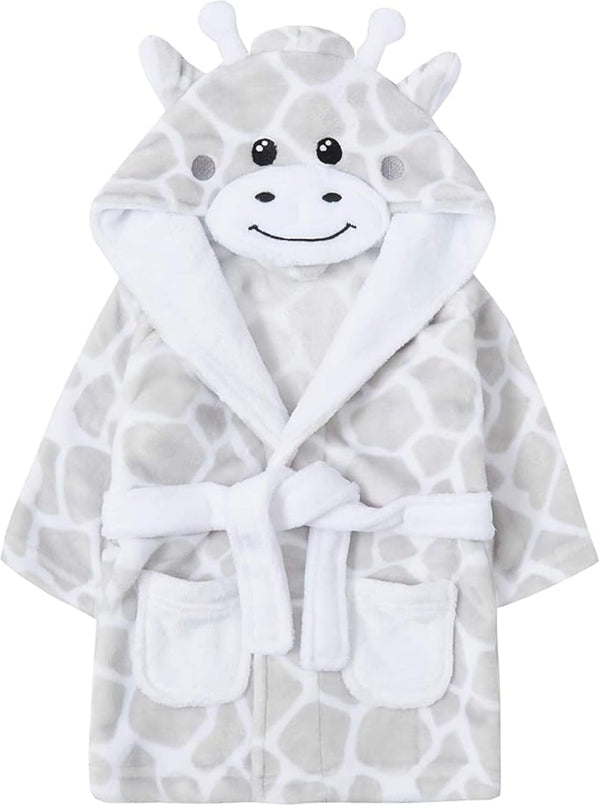 Baby Town Boys Girls Infants Unisex Soft Plush Flannel Fleece Hooded Bath Robe Dressing Gown Sizes 0-24 Months