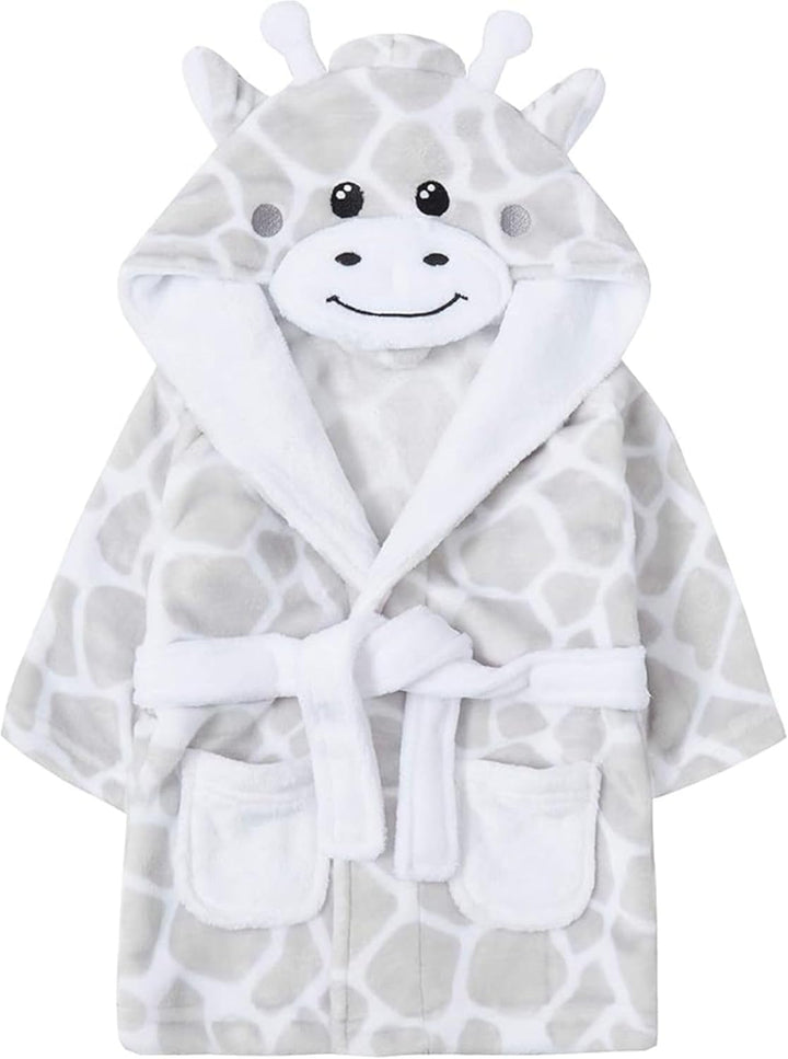 Baby Town Boys Girls Infants Unisex Soft Plush Flannel Fleece Hooded Bath Robe Dressing Gown Sizes 0-24 Months