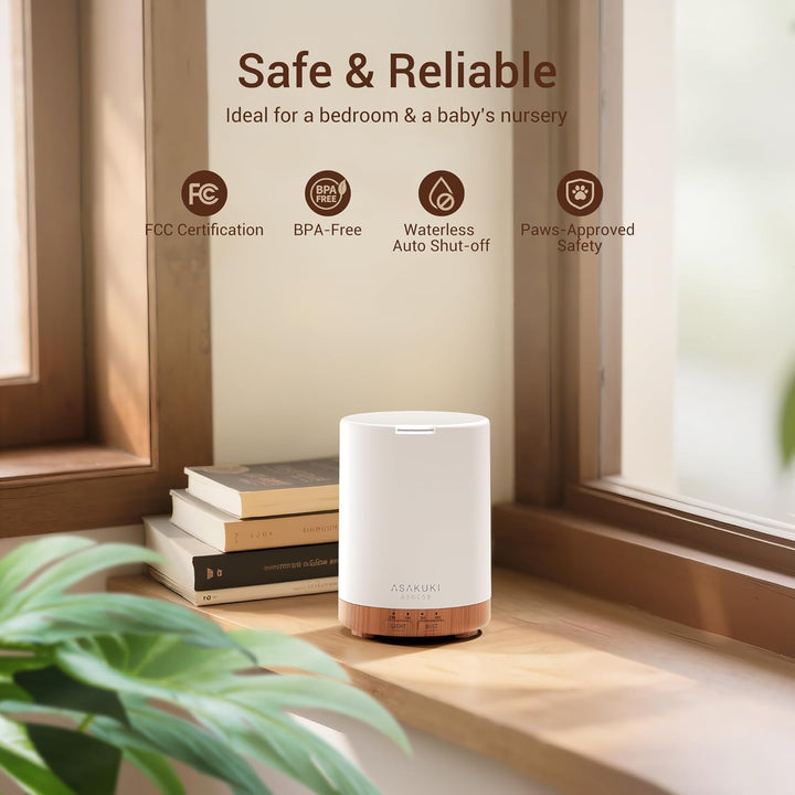 300Ml Essential Oil Diffuser, Ultrasonic Aroma Scented Oil Diffuser & Humidifier for Home, Bedroom, Spa with 7 LED Colour Lights, Auto Shut-Off, Bpa-Free - Yellow Wood Grain