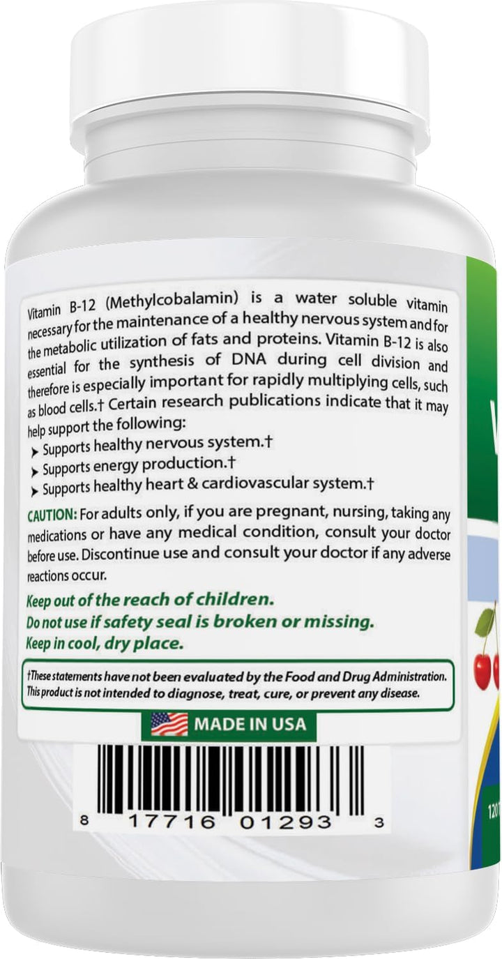 Vitamin B-12 as Methylcobalamin (Methyl B12), 6000 Mcg 120 Sublingual Tablets