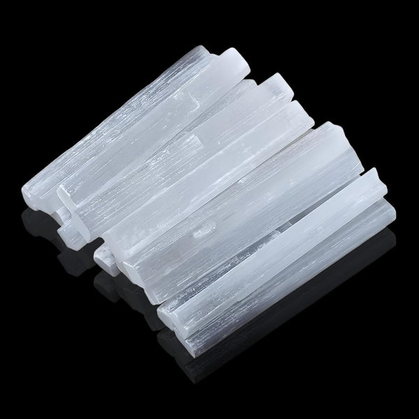 4" Selenite Crystal Sticks, 12Pcs Large Selenite Wand White Raw Rough Crystals Bulk Reiki Energy Stones for Healing Reiki, Protection, Divination, Witchcraft Supplies