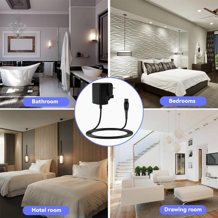 15V Chager for Phlip Shaver HQ8505 Power Cable Charger Cord UK for Series Beard Trimmer S3233, S3333, S1332, BT5502, BT9810, MG7790 MG7750 Electric Razor Aquatouch Power Lead