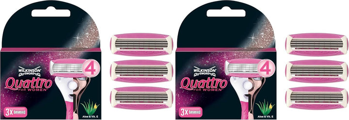 Intuition Quattro Smooth Shave Women’S Razor Blades, Hair Removal, Touch of Aloe Vera, Shavers for Routine Grooming, 6 Refill Pack