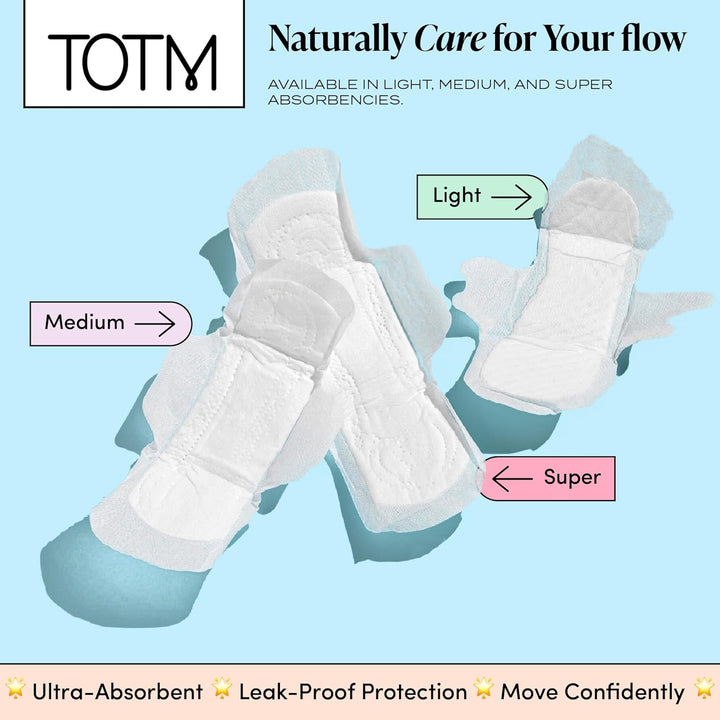 Organic Cotton Sanitary Pads with Triple-Layer Protection | Medium - Pack of 10 | Breathable Period Care with Secure Wings & Waterproof Backing | Sanitary Towels for Day & Night