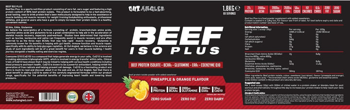 Beef Protein Isolate Powder Pineapple Orange 1.8Kg, High Protein, Zero Fat and Sugar | Halal, Paleo and Keto Friendly, Dairy and Gluten Free