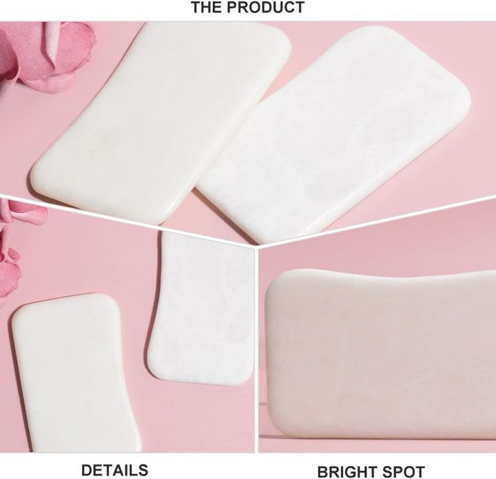 Natural Jade Gua Sha Scraping Massage Tool for Spa Use Smooth White Jade Stone Scraping Board for Face and Body Massage Skin Care Therapy Anti-Static and Comfortable