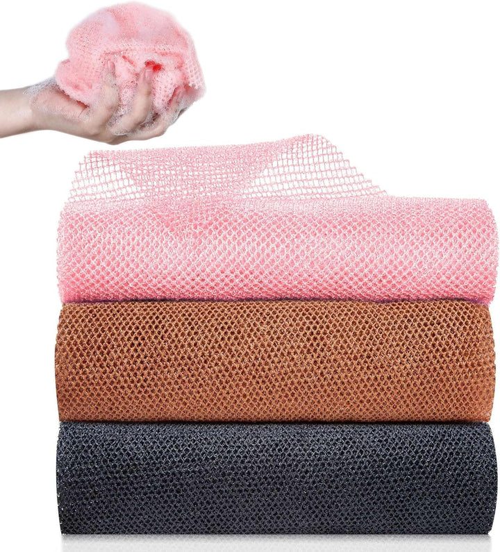 2Pcs African Exfoliating Net, African Exfoliating Sponge, Nylon Back Scrubbers, Shower Sponge Body Sponge, Deep Cleaning African Net Bathing Sponge for Men and Women 80 × 30Cm
