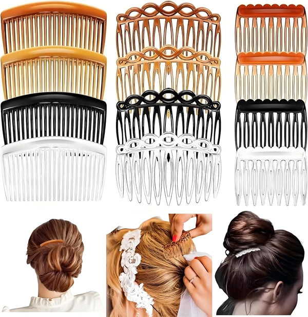 12Pcs French Side Hair Combs and Slides with Fine Hair - Twist Decorative Accessories for Women and Girls - Bridal Wedding