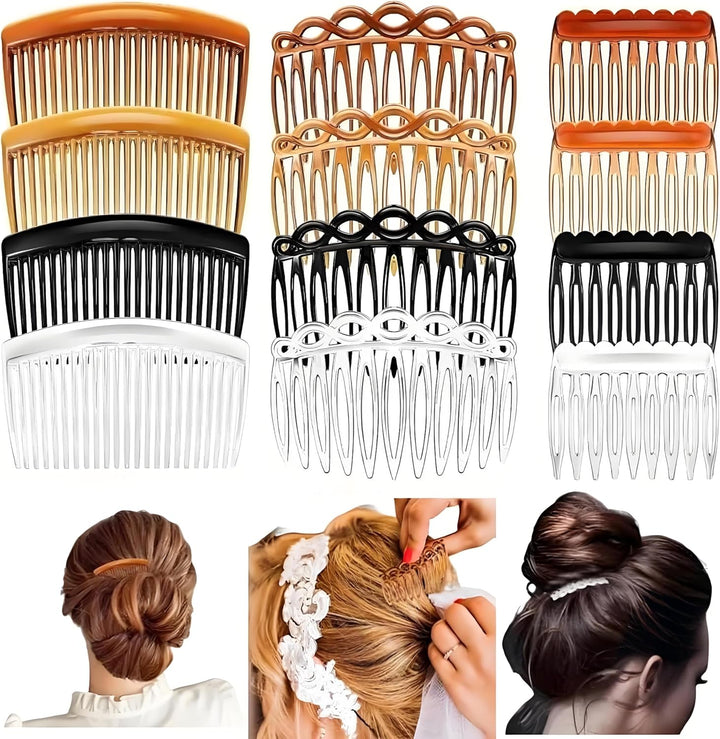 12Pcs French Side Hair Combs and Slides with Fine Hair - Twist Decorative Accessories for Women and Girls - Bridal Wedding