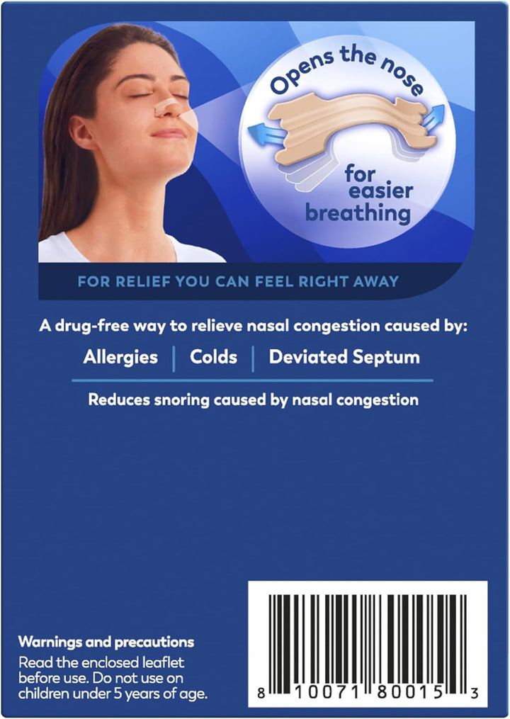 Original Tan, Beige Large 30 Pieces, Nasal Strips for Snoring, Nose Strips for Breathing, Blocked Nose Relief, Drug-Free Snoring Aid for Men and Women, Packaging May Vary