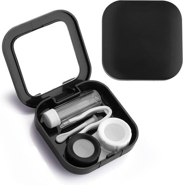 Contact Lens Cases with Mirror, Contact Lens Holder Mini Box Container, Portable Contact Lens Soaking Case with L and R Caps for Travel