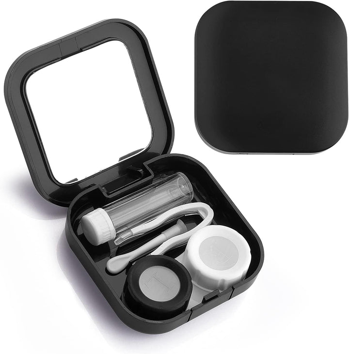 Contact Lens Cases with Mirror, Contact Lens Holder Mini Box Container, Portable Contact Lens Soaking Case with L and R Caps for Travel