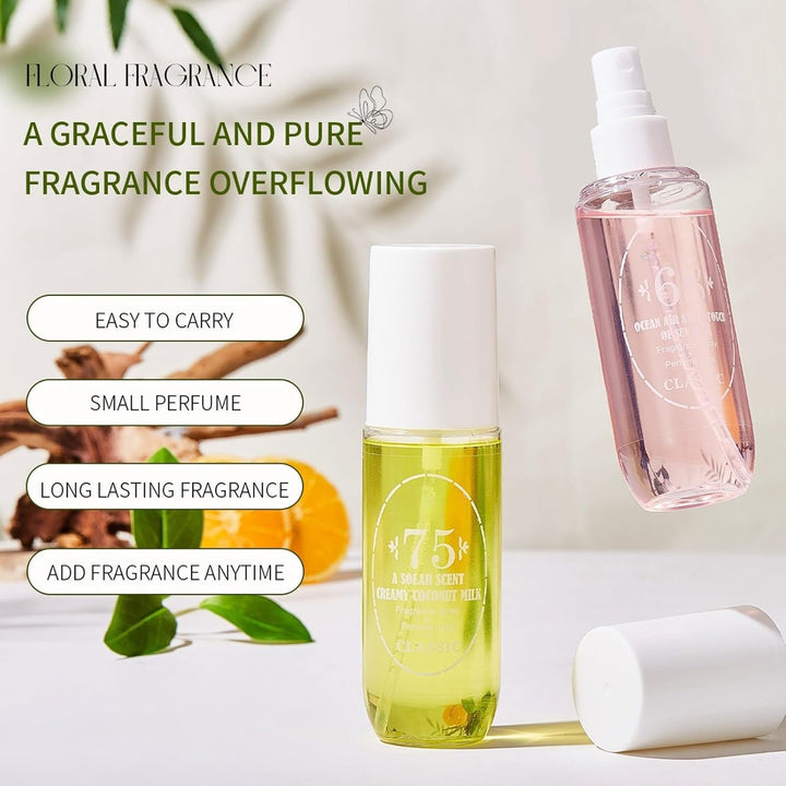 5PCS Brazilian Perfume Body Spray,Brazilian Perfume,Hair and Body Mist,Body Fragrance,Long Lasting Perfumes for Women,Fruity Body Spray Body Splash,Natural Moisturizing Body Splash for Women