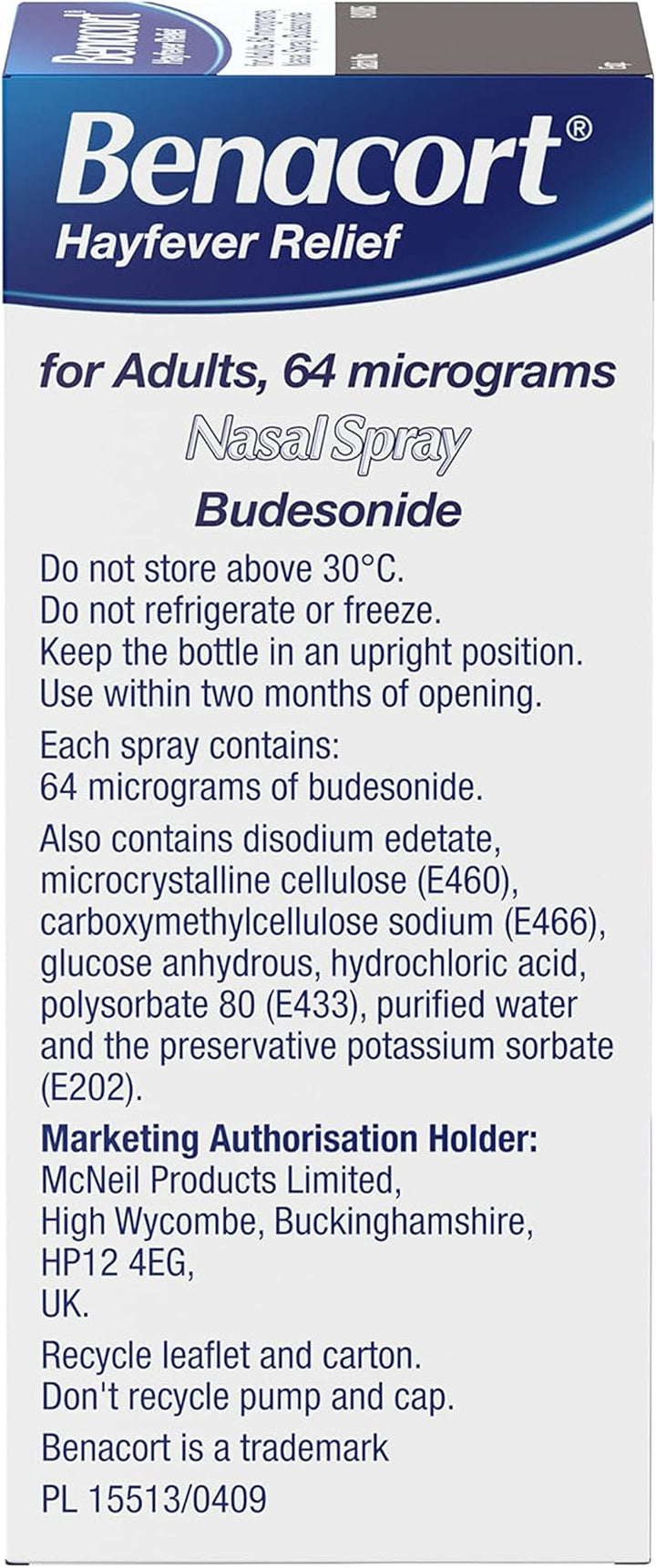 Nasal Spray (1X 10Ml), Budesonide Nasal Spray with 24-Hour Hay Fever Relief, Alcohol Free and Fragrance-Free