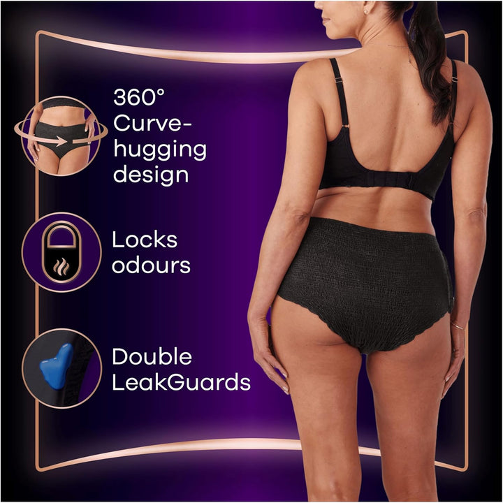 Boutique Incontinence Pants Women, Medium Size, Black, 18 High Absorbency plus Pants (9 X 2 Packs), Odour Neutraliser, Softness and Protection, for Sensitive Bladder