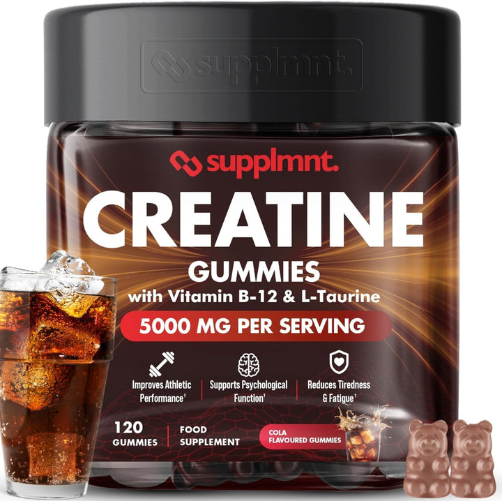 Creatine Gummies 5000Mg Lab-Tested 120Ct Max Strength Muscle Growth/Recovery Supplements for Men & Women Creatine Monohydrate B12 & L-Taurine Vegan Gym Pre Workout Gummies, (Blueberry)