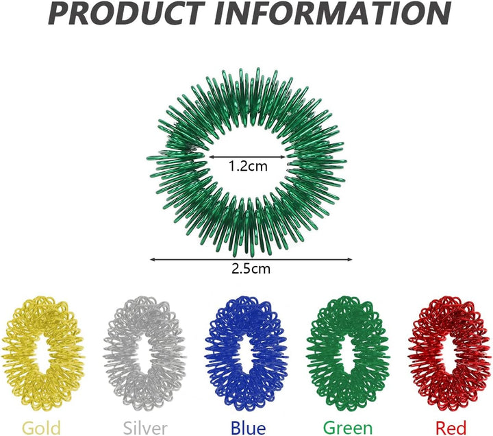 Finger Massage Rings  20 Pcs Spiky Sensory Finger Rings, Spiky Finger Ring, Finger Massager, Acupressure Rings Set, Anti-Stress Ring, Quiet Stress Reducer for Teens & Adults