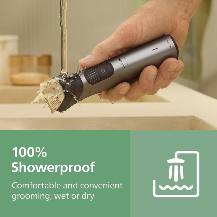 Multigroom 9000 Series All-In-One 19-Piece Trimmer, Shaver & Clipper + Oneblade Trimmer for Men - All-Over Grooming Set for Face, Head & Body, 27 Length Settings (0.2-20 Mm), MG9556/15