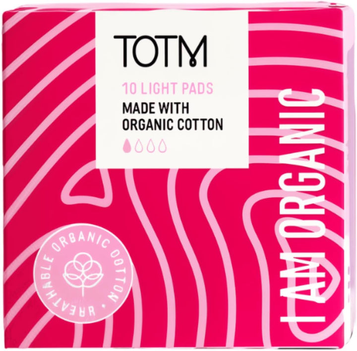 Organic Cotton Sanitary Pads with Triple-Layer Protection | Medium - Pack of 10 | Breathable Period Care with Secure Wings & Waterproof Backing | Sanitary Towels for Day & Night