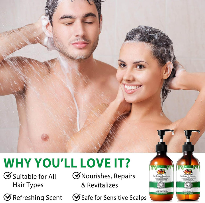 Batana Herbal Hair Growth Shampoo & Conditioner Set - Thinning Hair & Hair Loss Treatment for Women & Men, Thickening Product
