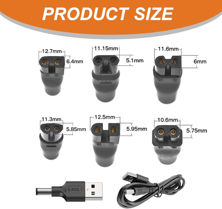 8Pcs USB Shaver Charger Cable Kit,5V USB Black Electric Shaver Chargers & Power Supplies for Hair Clippers, Beard Trimmers, Shavers, Beauty Instruments, Desk Lamps, Purifiers